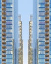 Vertical shot of the symmetrical glass buildings in downtown Montreal, Canada Royalty Free Stock Photo