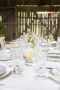Vertical shot of table set for Swedish midsummer party