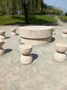 Vertical shot of the Table of Silence on a sunny day in a park in Romania Royalty Free Stock Photo