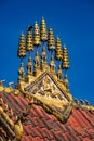 Vertical shot of a temple roof design in Wat Phiawat, Xiangkhouang, Laos