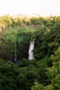 Vertical shot of Thoseghar waterfall surrounded by green vegetation. India. Royalty Free Stock Photo