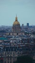 Vertical shot of the Tomb of Napoleon Bonaparte with the city in the background, Paris, France