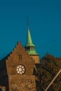 Vertical shot of a tower at Akershus Fortress in Oslo, Norway Royalty Free Stock Photo