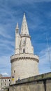 Vertical shot of The tower of the old castle in La Rochelle in France under the blue sky Royalty Free Stock Photo