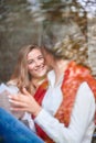 Two female friends at the cafe Royalty Free Stock Photo