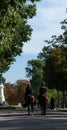 Vertical shot of two Spanish policemen on horseback