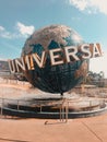 Vertical shot of the Universal Studios Globe in a park on a sunny day in Orlando, the USA Royalty Free Stock Photo