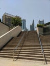 Vertical shot of urban stairs in the street of Lujiazui, Shanghai, China Royalty Free Stock Photo