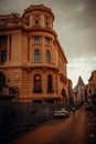 Vertical shot of an urban street during a cloudy weather in Bucuresti, Romania