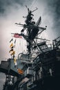 Vertical shot of a USS Midway Aircraft Carrier, San Diego, CA Royalty Free Stock Photo