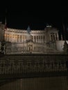 Vertical shot of the Victor Emmanuel II monument or the Altar of the Fatherland at night, Rome,Italy Royalty Free Stock Photo