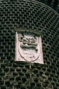 Vertical shot of Visconti's noble family coat of arms on the Sforza castle wall In Milan, Italy Royalty Free Stock Photo