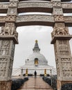 Vertical shot of Vishwa Shanti Stupa in Delhi, India
