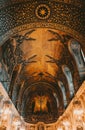 Vertical shot of the walls with paintings of the Westminster Cathedral in London, England