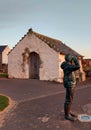 Vertical shot of the Watcher statue in North Berwick