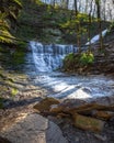 Vertical shot of a waterfall in the forest, Jackson Falls, Tennessee, United States Royalty Free Stock Photo