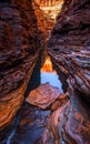 Vertical shot of the weano gorge in Karijini National Park Gorges Pilbra in Australia Royalty Free Stock Photo