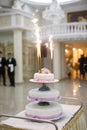 Vertical shot of a wedding cake