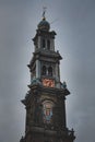 Vertical shot of the Westertoren in Amsterdam, Netherlands