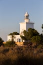 Vertical shot of white lighthouse of Santa Pola, Spain