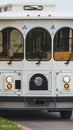 Vertical shot of a white trolley car at the Union Station in Kansas City, United States. Royalty Free Stock Photo