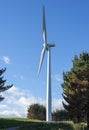 Vertical shot of a wind turbine in the Te Apiti wind farm in the Tararua hills near Ashurst
