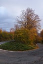 Vertical shot of a winding road in Medvednica mountain in Zagreb, Croatia in autumn Royalty Free Stock Photo