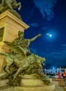 Vertical shot of a winged lion monument of Victor Emmanuel II at night in Venice, Italy Royalty Free Stock Photo