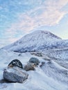 Vertical shot of the winter in the Arctic region, Kvaloya Island, Tromso, Norway Royalty Free Stock Photo