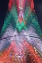 Vertical shot of an Xmas tree with vibrant lights in Victoria Square in Adelaide city, Australia Royalty Free Stock Photo