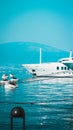 Vertical shot of a yacht nose in Tivat, Montenegro