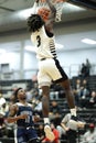 Vertical shot of a young male player on the court at a fall Indiana high school basketball game Royalty Free Stock Photo