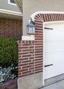 Vertical Side hinged white garage door with clipped corner design