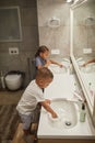 Brother and Sister Brushing Teeth Royalty Free Stock Photo