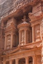 Vertical side view of the Treasury, Petra. Jordan Kingdom Royalty Free Stock Photo