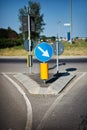 Vertical signal near roundabout Royalty Free Stock Photo