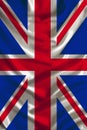 Vertical silk national flag of the modern state of Great Britain with beautiful folds, the concept of tourism, travel, emigration Royalty Free Stock Photo