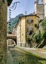 Vertical of a small river crossing the town of Campagna in Salerno province, Campania region, Italy.