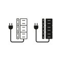 Vertical socket icon. Power strip plug. Electric cord Vector. Extension hub set. Royalty Free Stock Photo