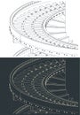 Vertical spiral conveyor drawings close up