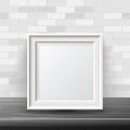 Vertical Square Frame Mock Up Vector. Good For Your Exhibition Design. Realistic Shadows. White Brick Wall Background