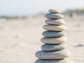 Zen River Stone Stack On Sand With Soft Morning Light Royalty Free Stock Photo