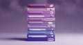 A vertical stack of colorful rectangular boxes in purple blue and white with gradient background minimalist modern design Royalty Free Stock Photo