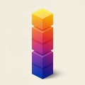 A vertical stack of five 3D cubes is depicted, each exhibiting a seamless gradient Royalty Free Stock Photo