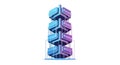 Vertical Stack of Futuristic Data Servers with Glowing Neon Circuitry Royalty Free Stock Photo