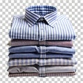 Stack of neatly folded men\'s dress shirts with various patterns and colors folded shirts men\'s shirts Royalty Free Stock Photo