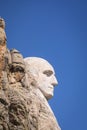 Vertical of the statue of Washington on the Mount Rushmore Monument in the Black Hills, South Dakota Royalty Free Stock Photo
