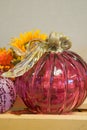 Pink Glass Pumpkin Still Life