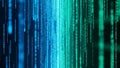Vertical streams of binary code in blue and green hues abstract background Royalty Free Stock Photo