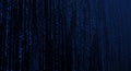 Vertical streams of blue binary code flow across a dark background, reminiscent of Royalty Free Stock Photo